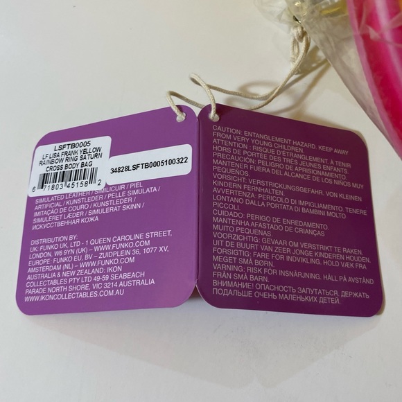 Lisa Frank Loungefly Yellow Rainbow Ring Smiley Face Saturn Crossbody Bag - Picture 10 of 12